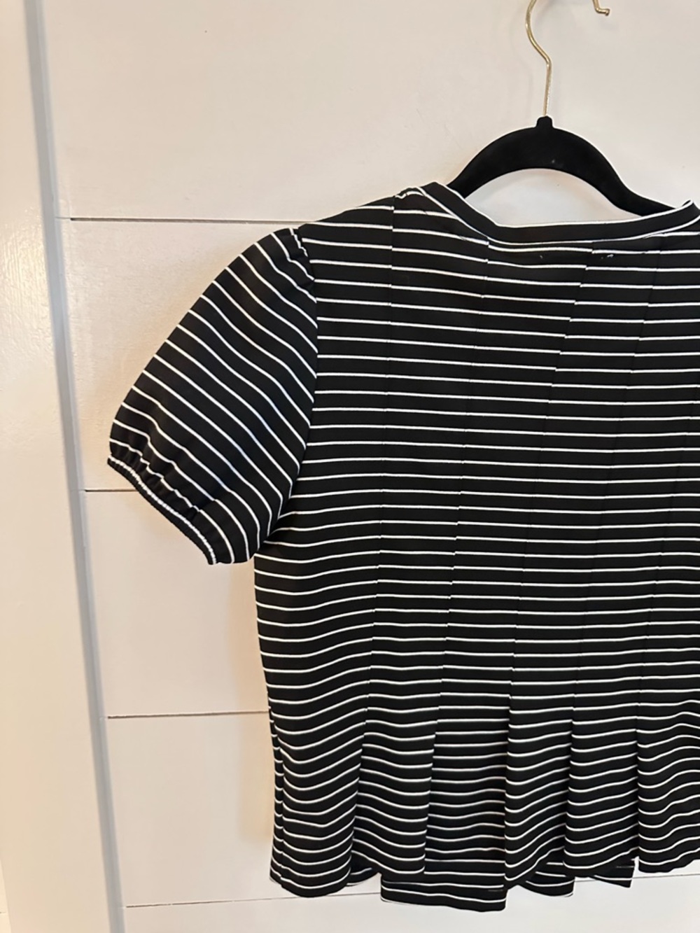 ANTHROPOLOGY MAEVE S Corset Peplum black-White stripe short sleeve stretch top - Picture 10 of 13